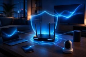 Otthoni útválasztó Wi-Fi biztonsági beállításai és csatlakoztatott IoT-eszközök