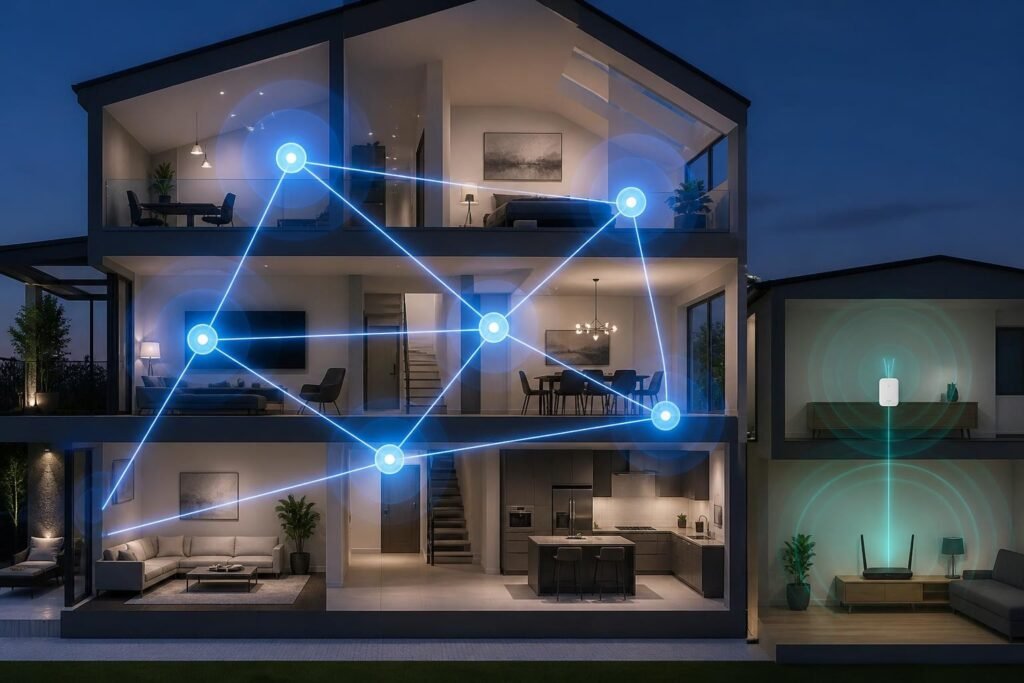 Mesh hálózat és jelerősítő összehasonlítása nagyobb otthonok Wi-Fi-lefedettségéhez